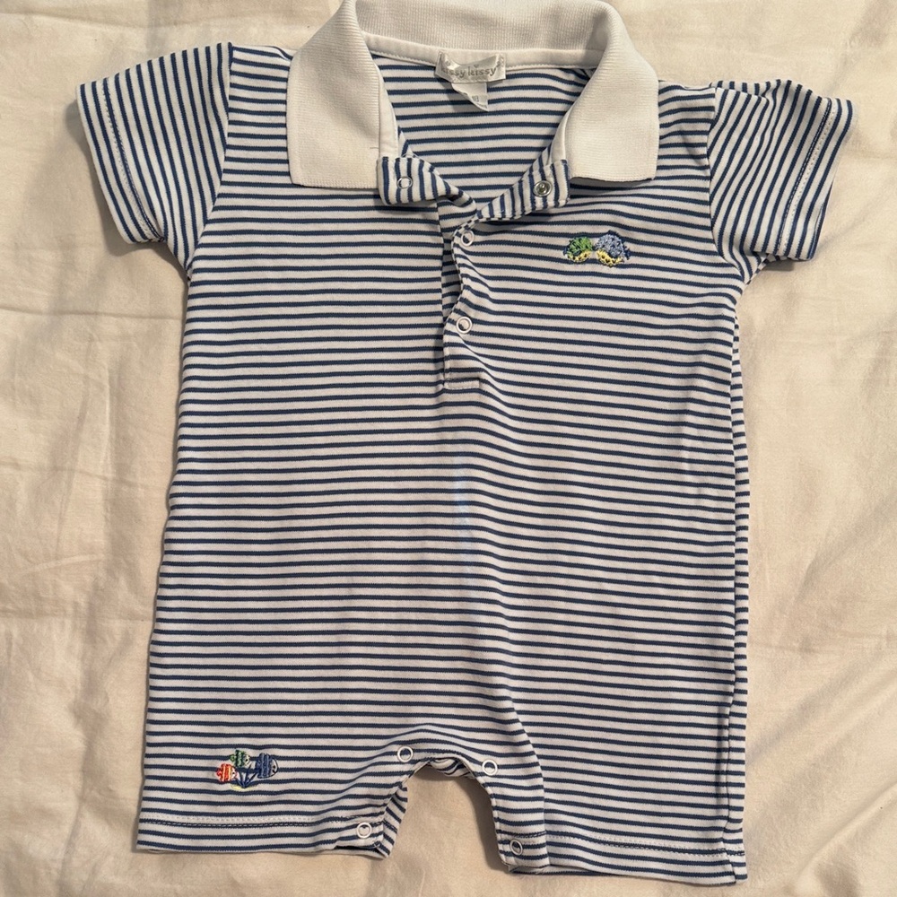Kissy Kissy Blue and White Striped One Piece